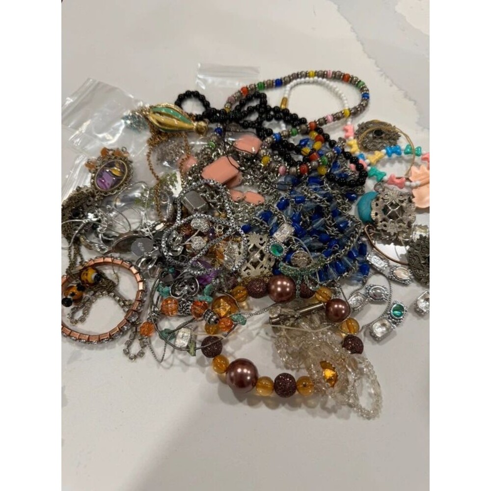 1.2 lb scrap jewelry lot as is beads, pieces crafting